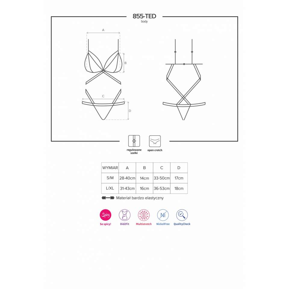 Body Obsessive 855-TED-1 w czarnym kolorze zachęcające do pikantnych zabaw