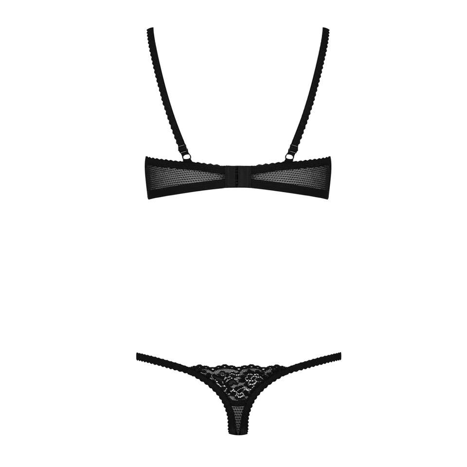 Czarne Body Obsessive 852-TED-1, sexy połączenie stanika i stringów 