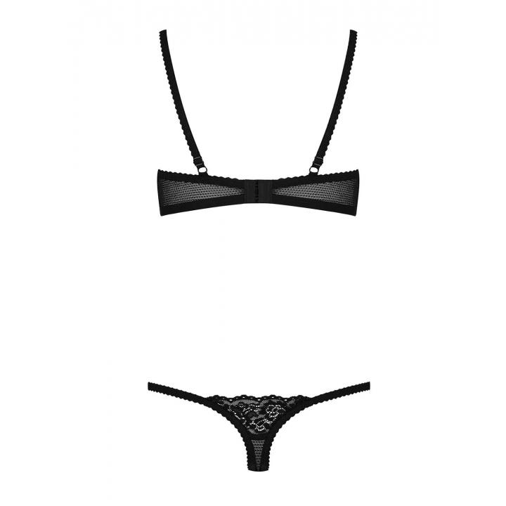 Czarne Body Obsessive 852-TED-1, sexy połączenie stanika i stringów 