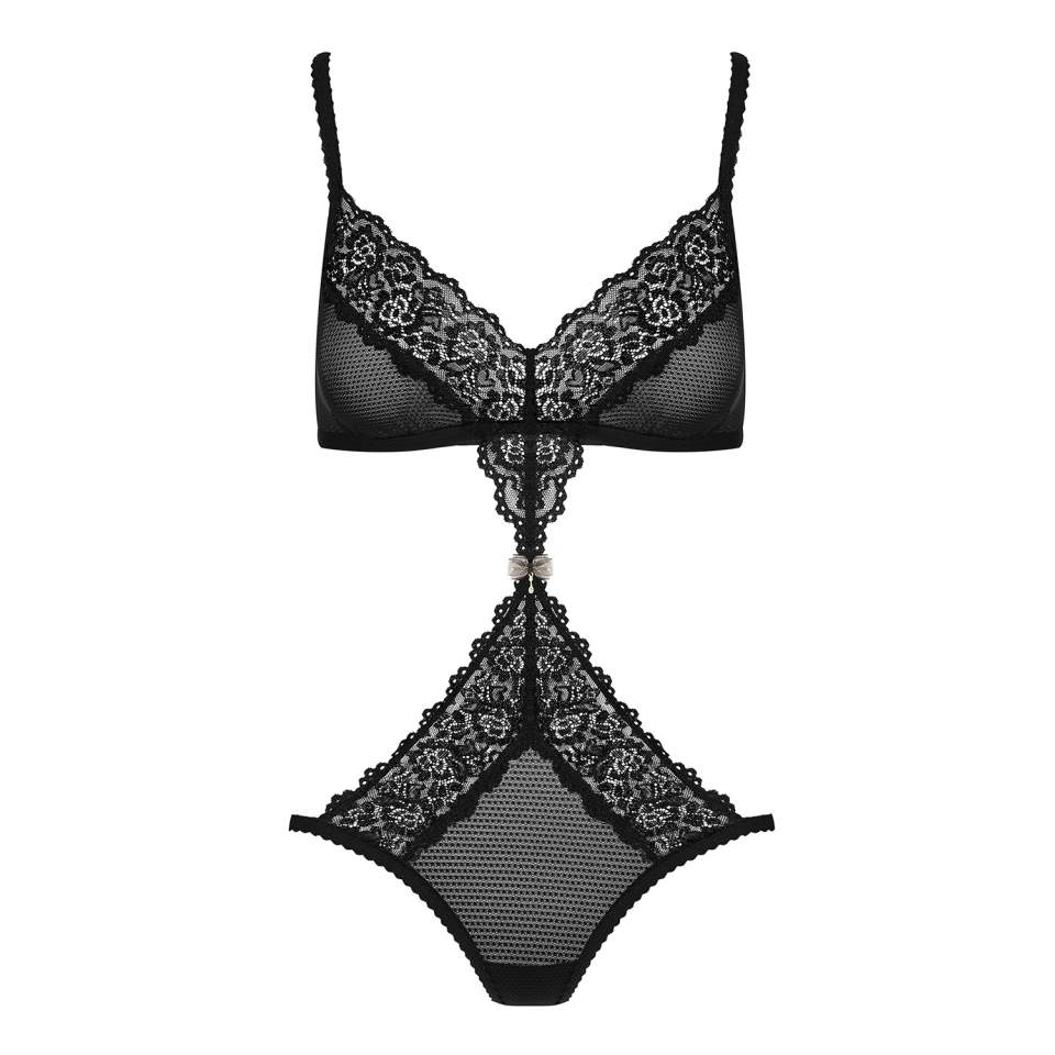 Czarne Body Obsessive 852-TED-1, sexy połączenie stanika i stringów 