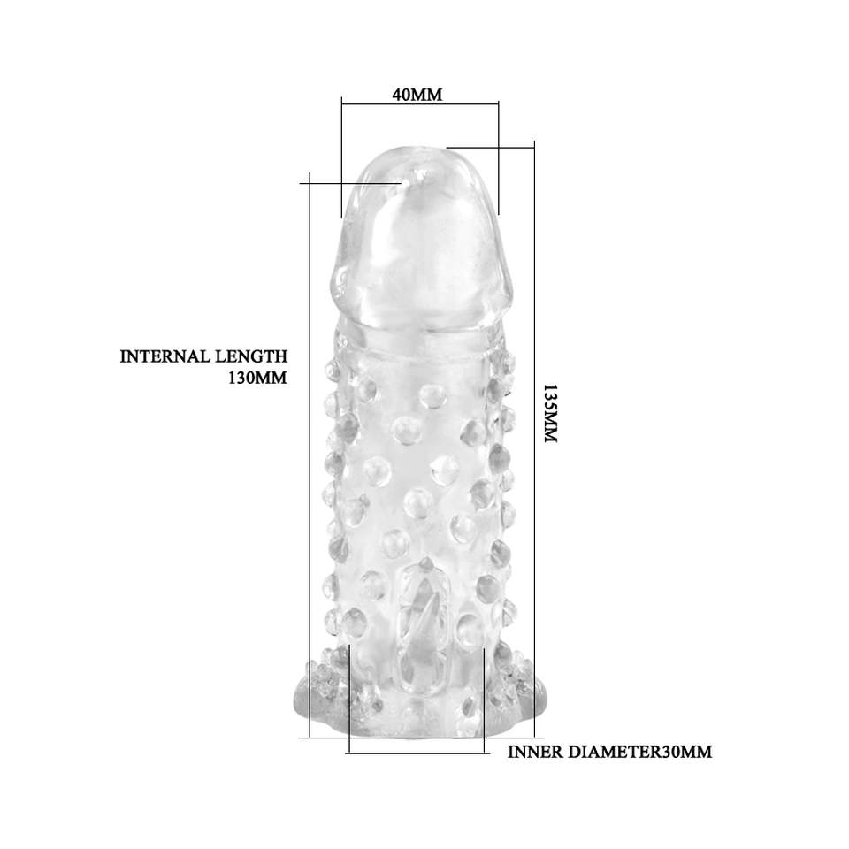Żebrowana Nakładka na Penisa z wypustkami do stymulacji łechtaczki i odbytu