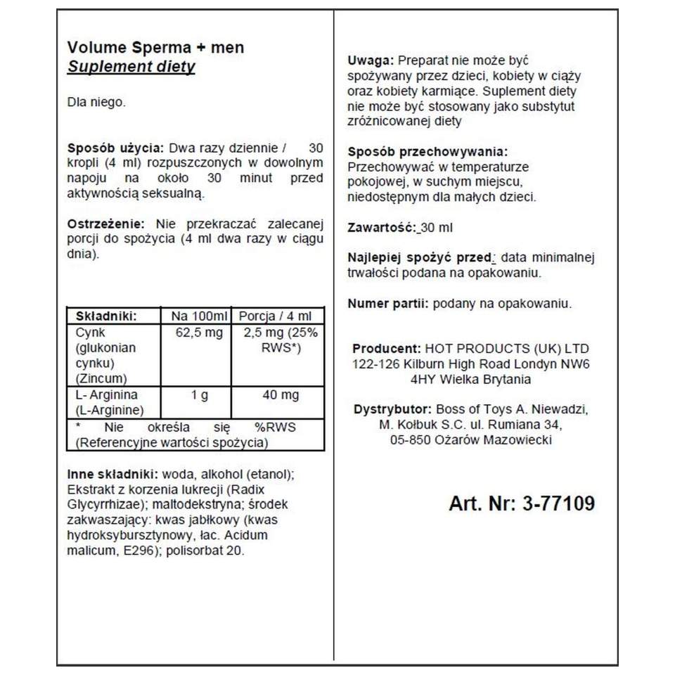 Krople Ero Drops Volume Sperma+ Men - na zwiększenie ilości i jakości spermy