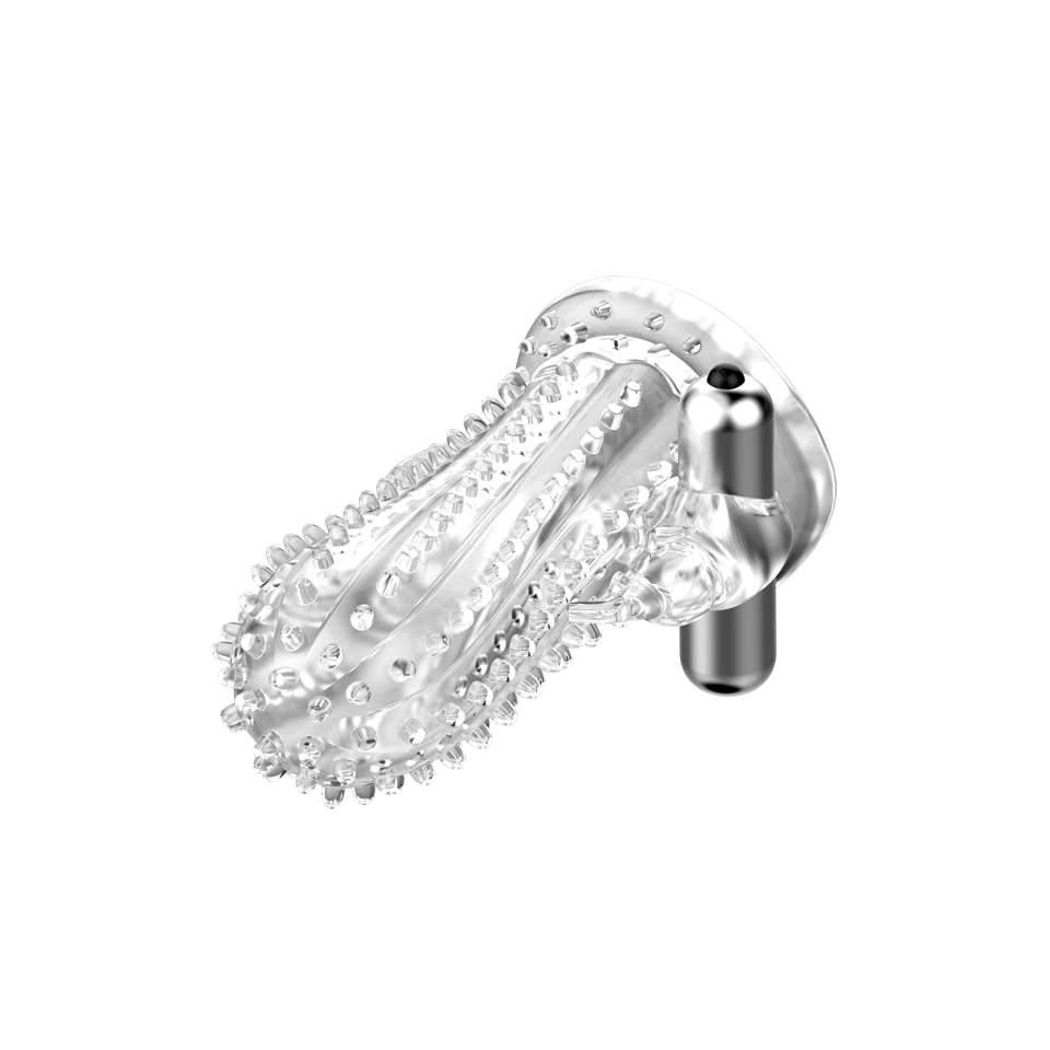 Wibrująca nakładka na penisa z wbudowanym wibratorem do stymulacji łechtaczki