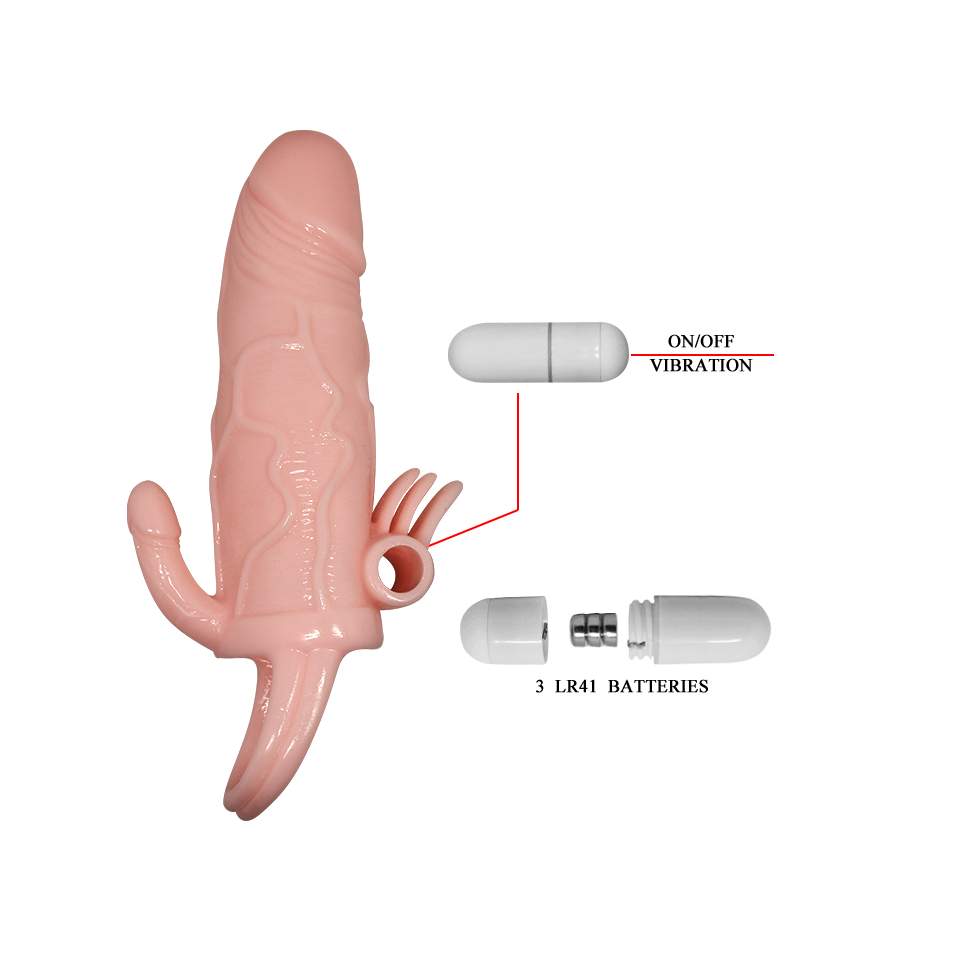 Nakładka na penisa wydłużająca i pogrubiąjaca + dodatkowy mini wibrator