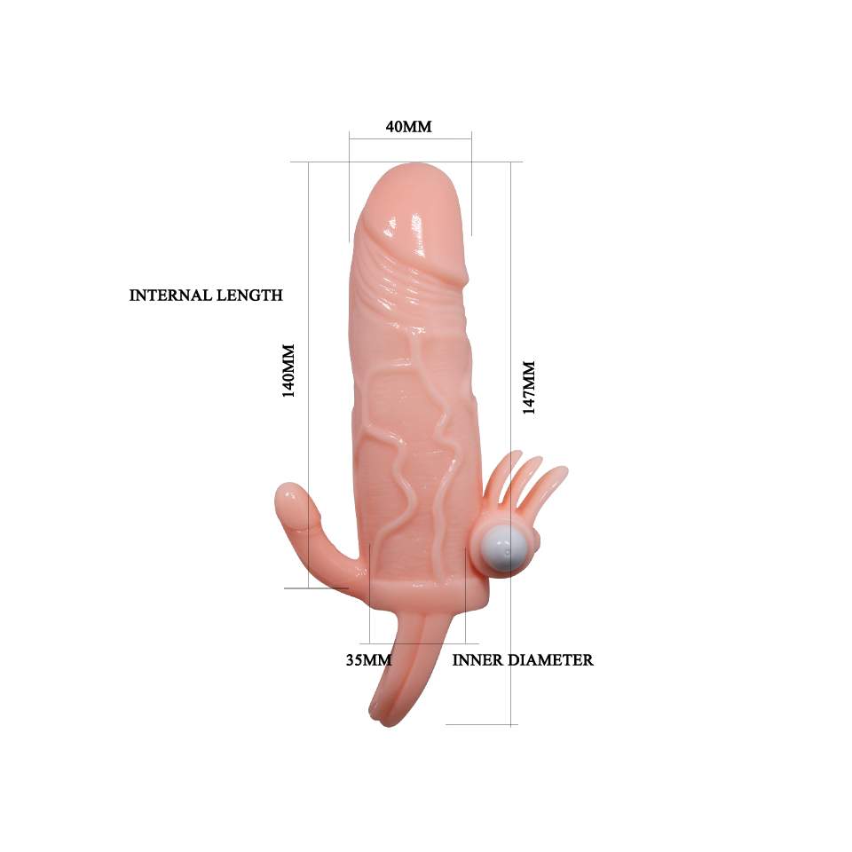 Nakładka na penisa wydłużająca i pogrubiąjaca + dodatkowy mini wibrator