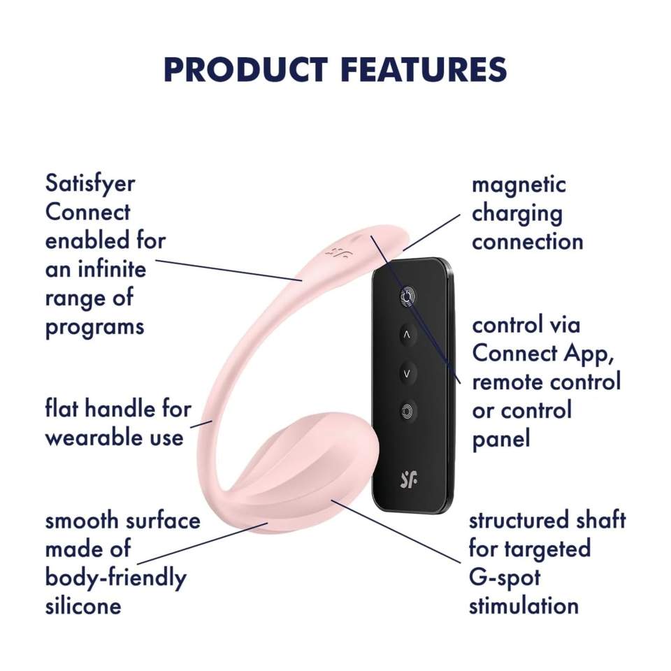 Satisfyer Ribbed Petal jajeczko wibrujące do stymulacji puntku G sterowane aplikacją + pilot (kolor rózowy)