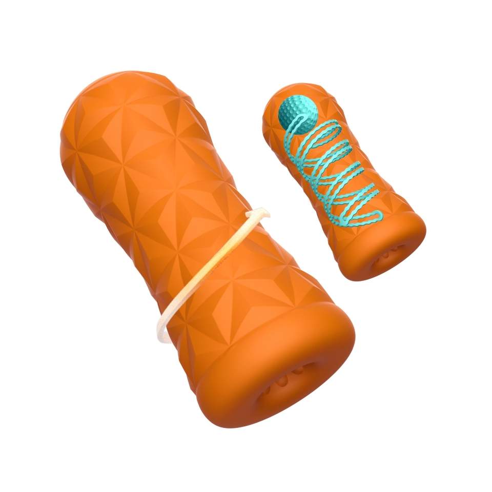 Przeźroczysty masturbator wielokrotnego użytku wyposażony jest w wirującą spiralę i stymulującą kulkę wewnątrz