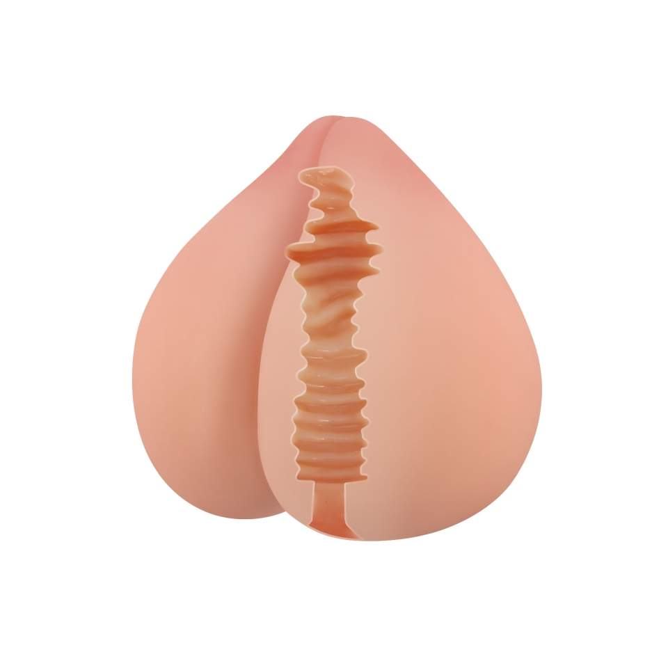 Atrakcyjny masturbator w cielistym kolorze - kształtem przypominający miniaturowy tyłeczek i pierś