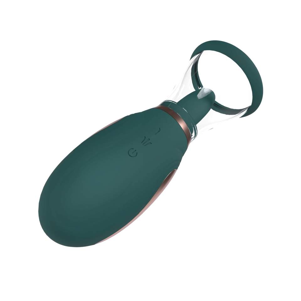 Silikonowa pompka do łechtaczki i piersi w eleganckim zielonym kolorze: 2w1, ładowanie USB