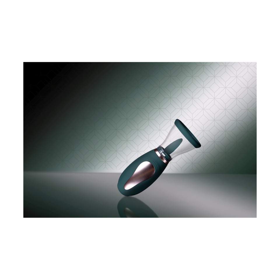 Silikonowa pompka do łechtaczki i piersi w eleganckim zielonym kolorze: 2w1, ładowanie USB