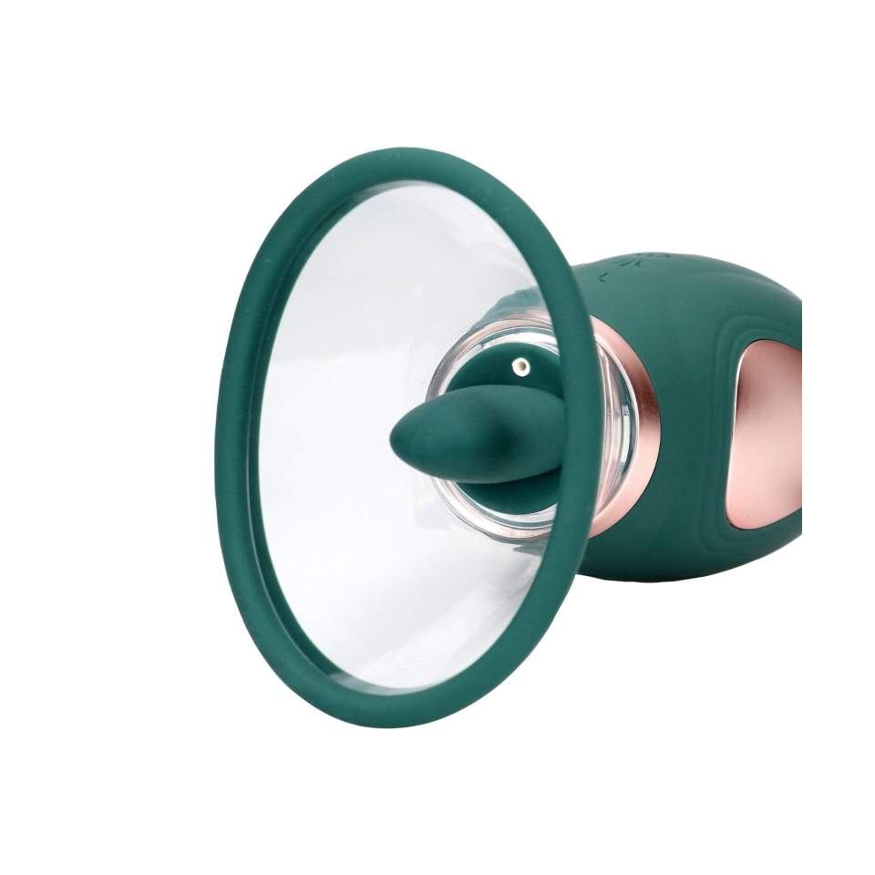 Silikonowa pompka do łechtaczki i piersi w eleganckim zielonym kolorze: 2w1, ładowanie USB