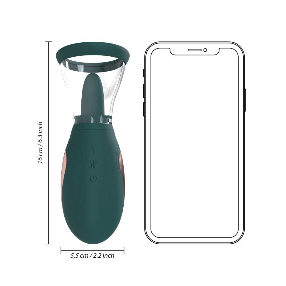 Silikonowa pompka do łechtaczki i piersi w eleganckim zielonym kolorze: 2w1, ładowanie USB