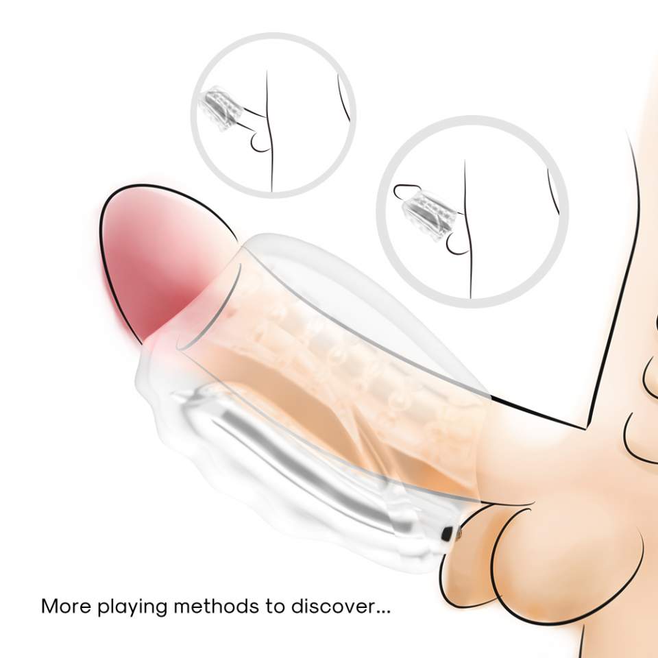 Transparentny masturbator dla mężczyzn z prążkowym środkiem: 10-trybów wibracji