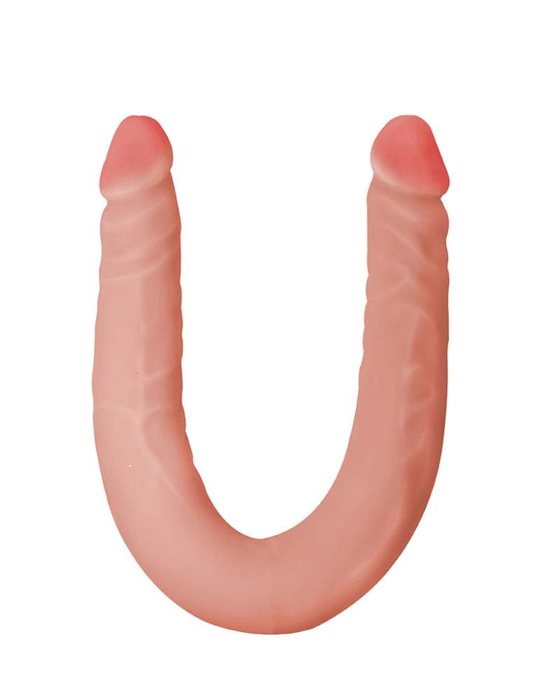 Cieliste dwustronne dildo wykonany z realistycznego w dotyku materiału - cyber skóry: 44cm