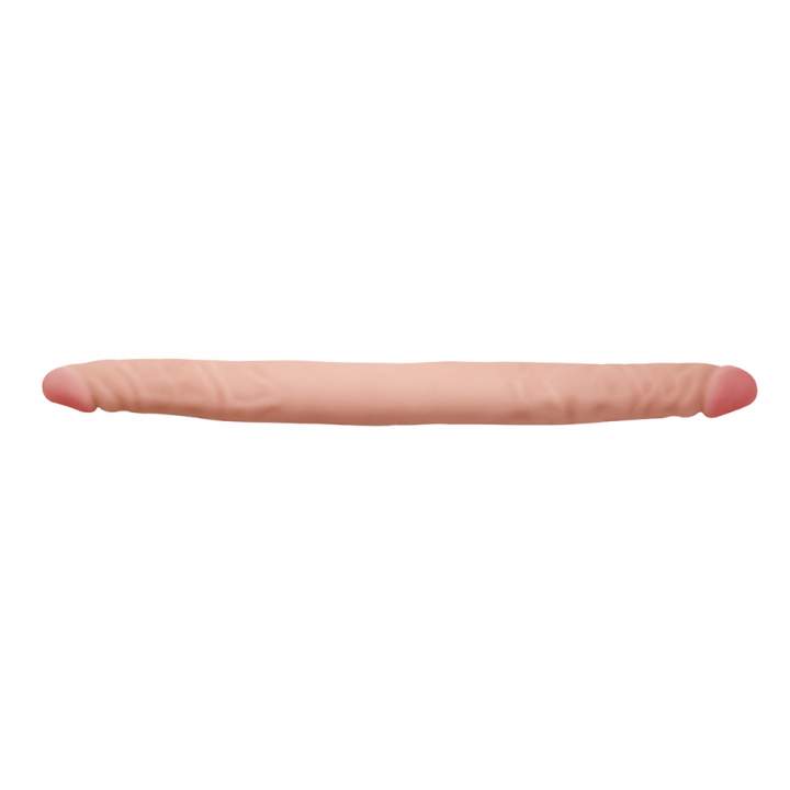 Cieliste dwustronne dildo wykonany z realistycznego w dotyku materiału - cyber skóry: 44cm