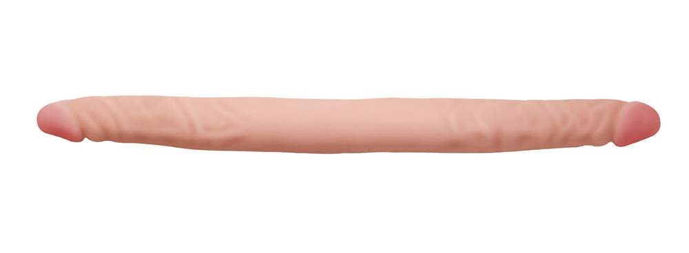 Cieliste dwustronne dildo wykonany z realistycznego w dotyku materiału - cyber skóry: 44cm