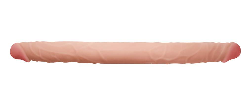 Cieliste dwustronne dildo wykonany z realistycznego w dotyku materiału - cyber skóry: 47,6cm