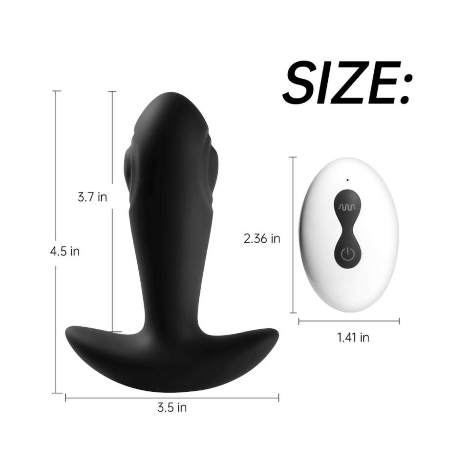 Wibrujący korek analny z funkcją tappingu (stukania / pulsowania), sterowanym za pomocą pilota