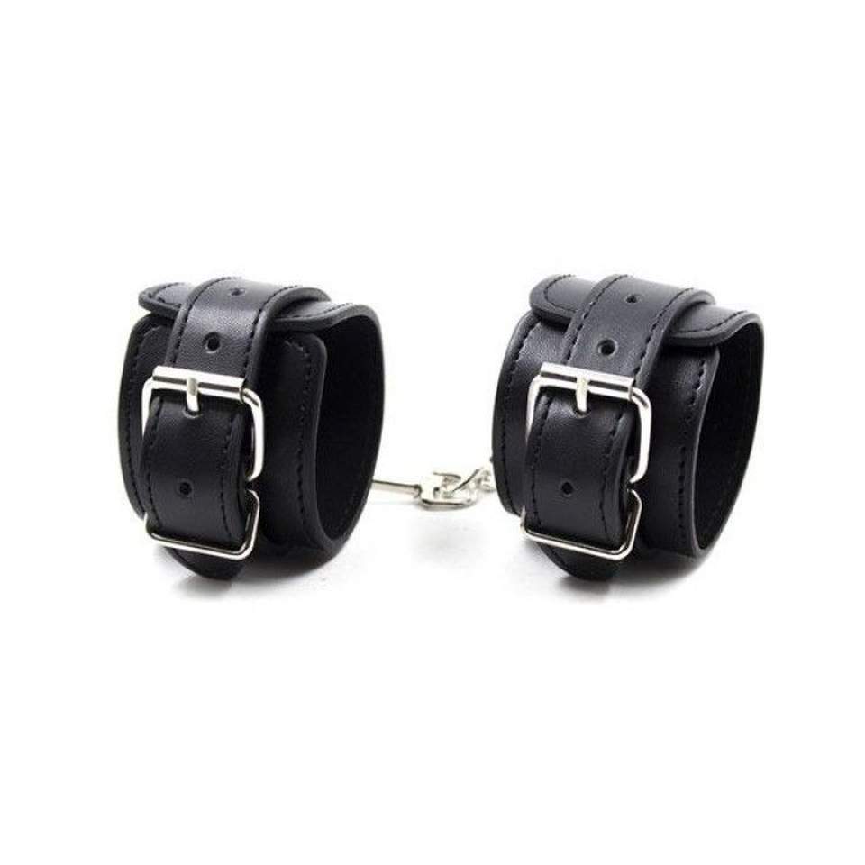 Zestaw podstawowy do Bondage: maska na oczy, kajdanki na nadgarstki, kajdanki na kostki oraz bat