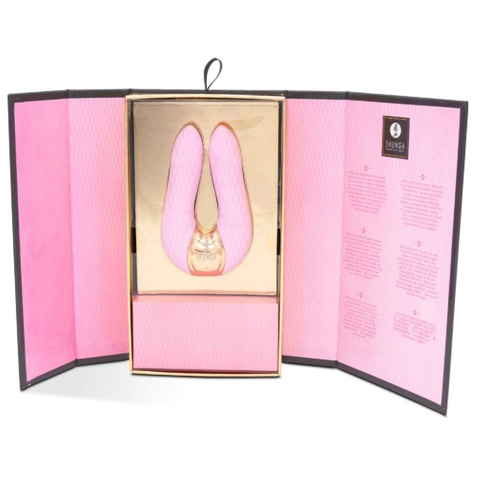 Luksusowy podwójny wibrator z 2 elastycznymi wibro-palcam wykonany z silikonu w kolorze różowym