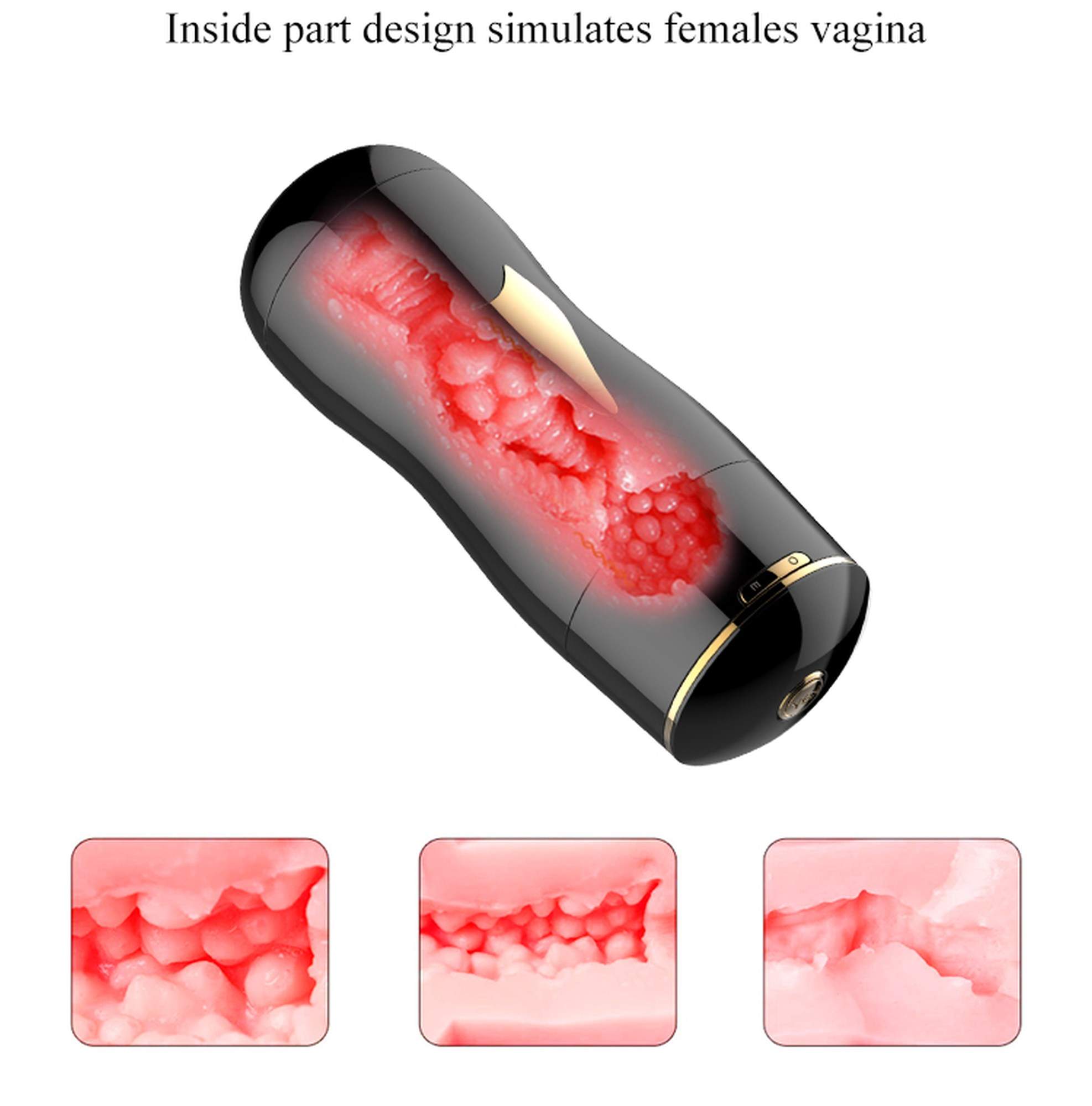 Duży podwójny masturbator: usta-wagina, 7 funkcji intensywnych wibracji, pulsacji i eskalacjil, ładowany USB