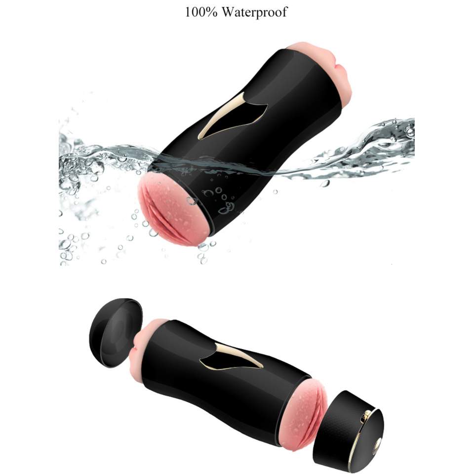 Duży podwójny masturbator: usta-wagina, 7 funkcji intensywnych wibracji, pulsacji i eskalacjil, ładowany USB