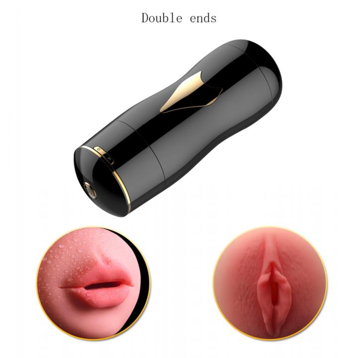 Duży podwójny masturbator: usta-wagina, 7 funkcji intensywnych wibracji, pulsacji i eskalacjil, ładowany USB