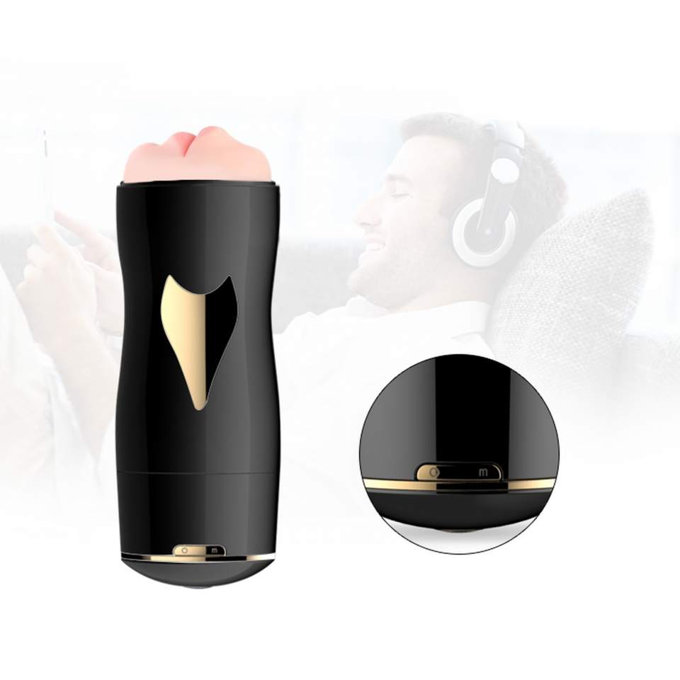 Duży podwójny masturbator: usta-wagina, 7 funkcji intensywnych wibracji, pulsacji i eskalacjil, ładowany USB