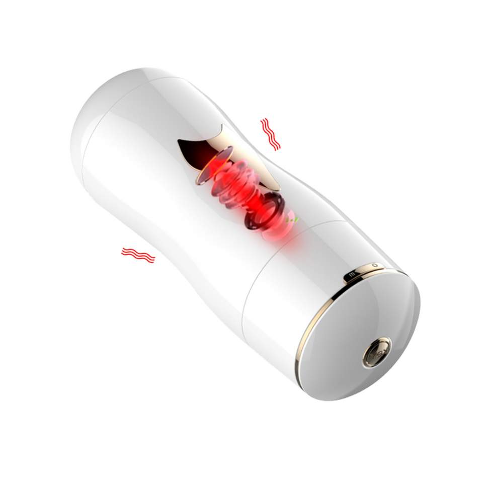 Duży podwójny masturbator: usta-wagina, 7 funkcji intensywnych wibracji, pulsacji i eskalacjil, ładowany USB w kolorze białym