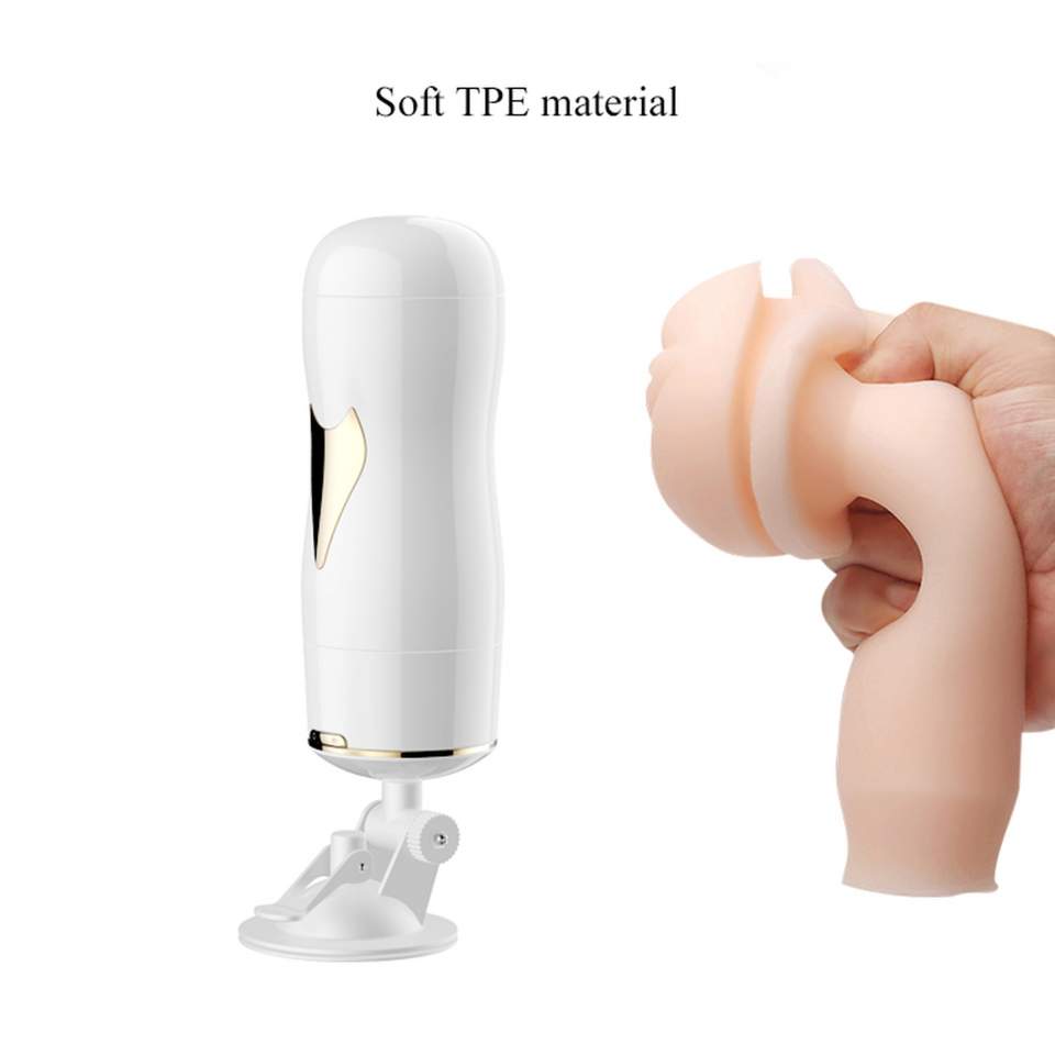 Duży podwójny masturbator: usta-wagina, 7 funkcji intensywnych wibracji, pulsacji i eskalacjil, ładowany USB w kolorze białym