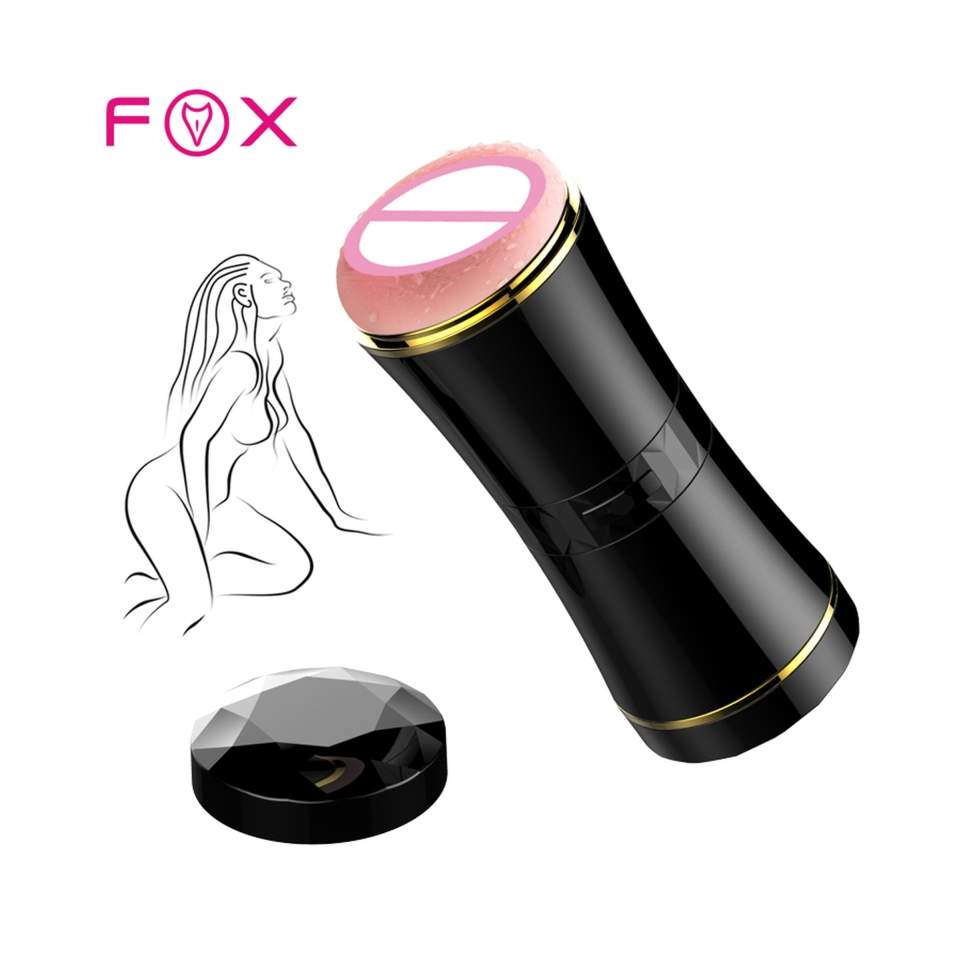 Czarny podwójny masaturbator dla mężczyzn: usta-wagina