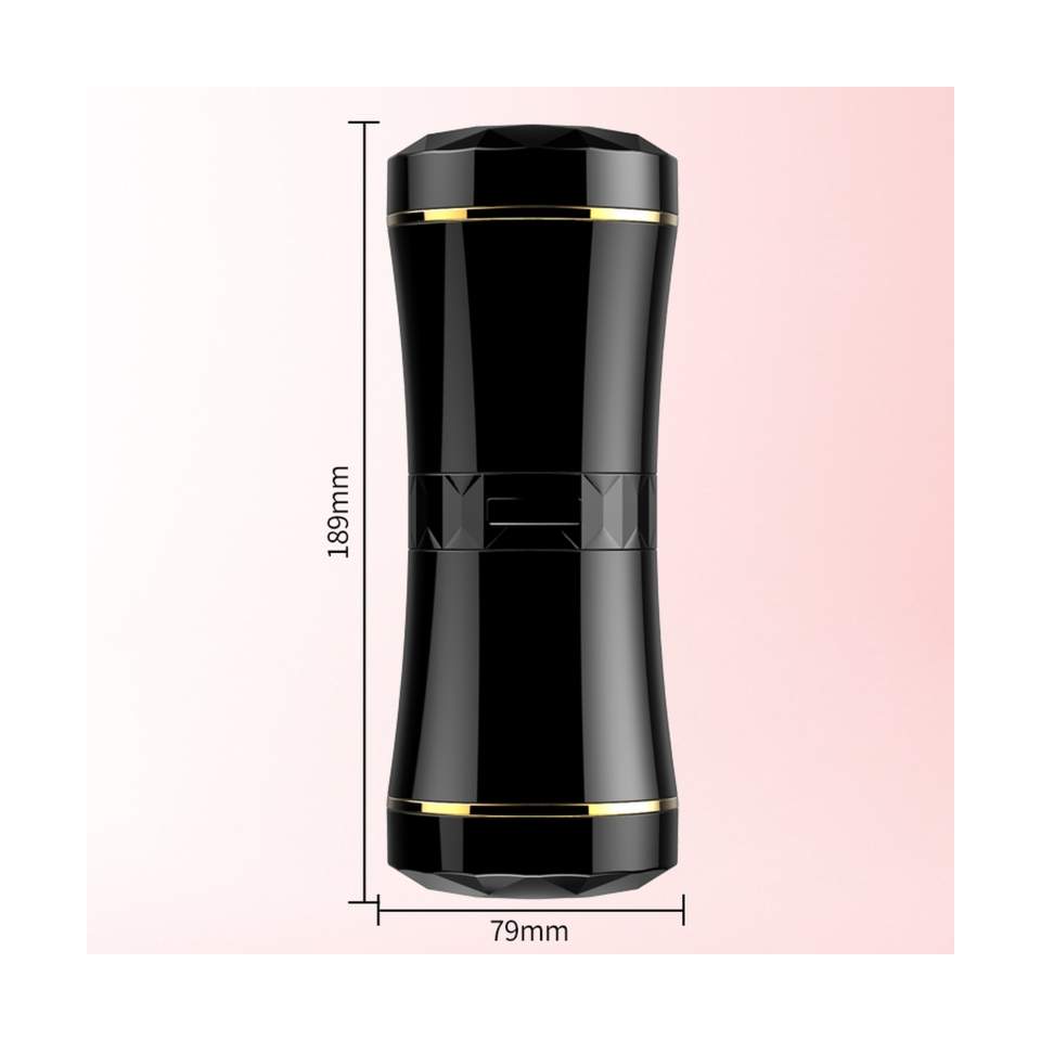 Czarny podwójny masaturbator dla mężczyzn: usta-wagina