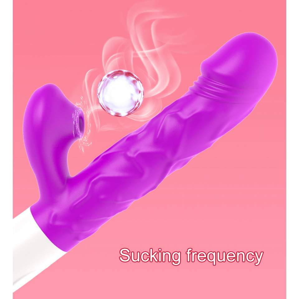 Wibrator silikonowy łączy ruch posuwisto-zwrotny z rotacją oraz funkcją ogrzewania w kolorze fioletwym