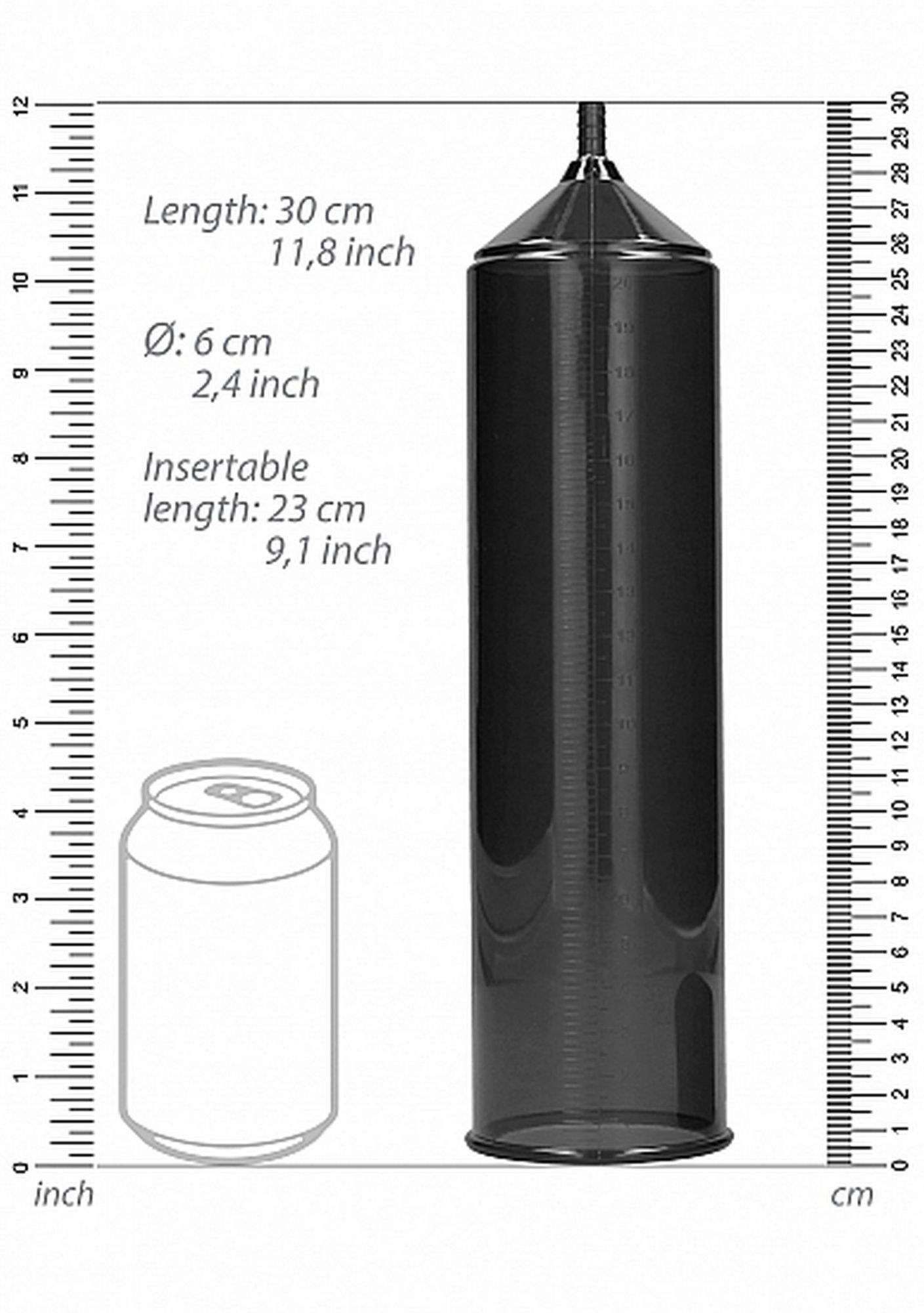 Pompka próżniowa do Powiększania Penisa dla mężczyzm- w kolorze czarnym: 23cm