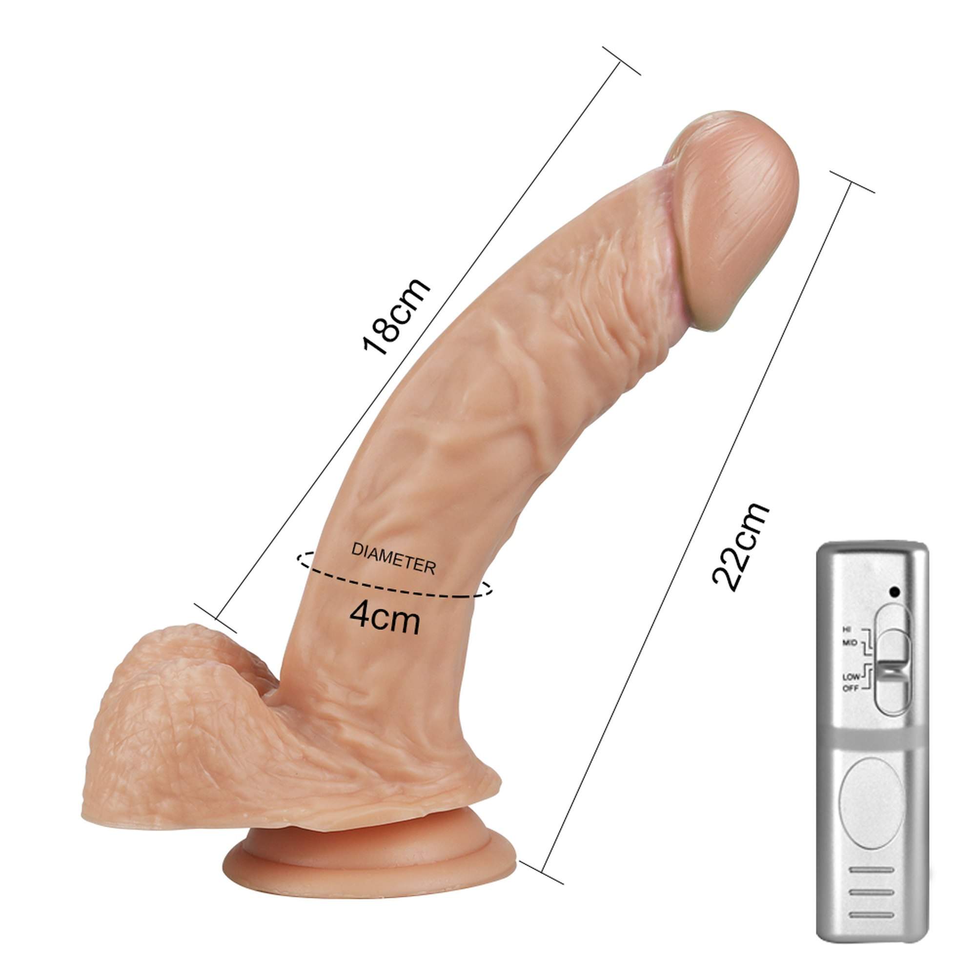 Realistyczne dildo z wibracjami w kolorze cielistym z przyssawką- 22cm