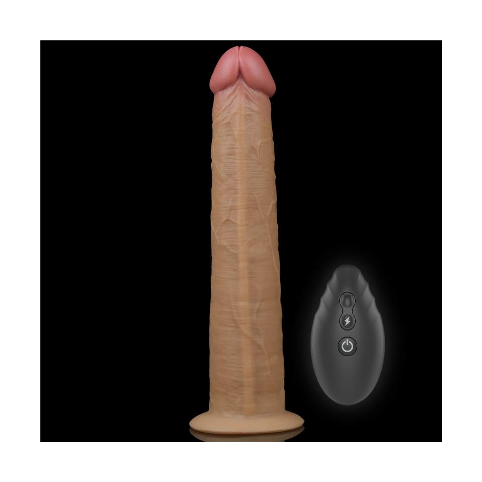 Realistyczne silikonowe dildo: 10 trybów wibracji i obrotów,  zdalnie sterowane oraz ładowanie USB- 25,3cm
