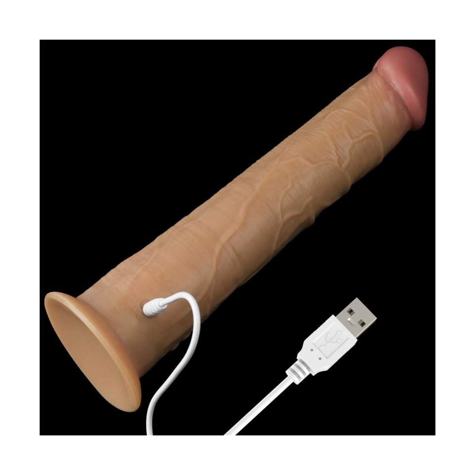 Realistyczne silikonowe dildo: 10 trybów wibracji i obrotów,  zdalnie sterowane oraz ładowanie USB- 25,3cm