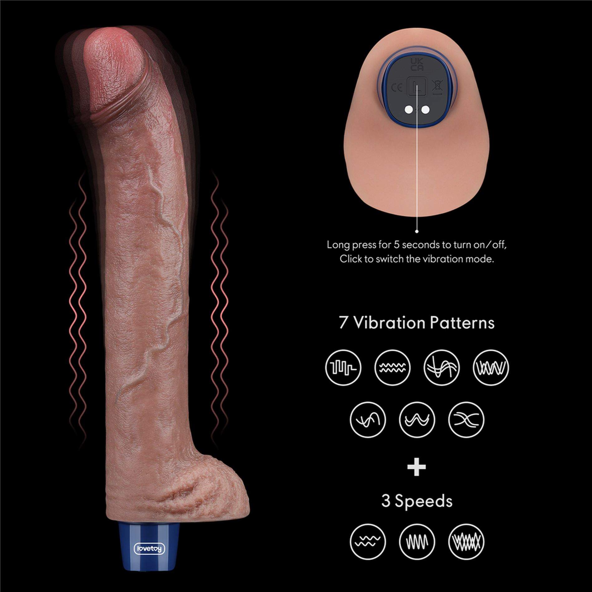 Realistyczne wodoodporne silikonowe dildo: 10 trybów potężnych wibracji, ładowanie USB- 27cm