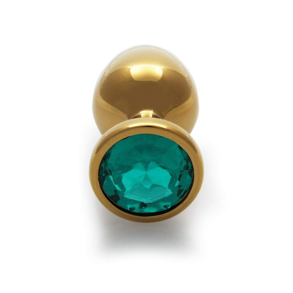 Złoty korek analny z kryształkiem: średnica 4cm (rozmiar L)