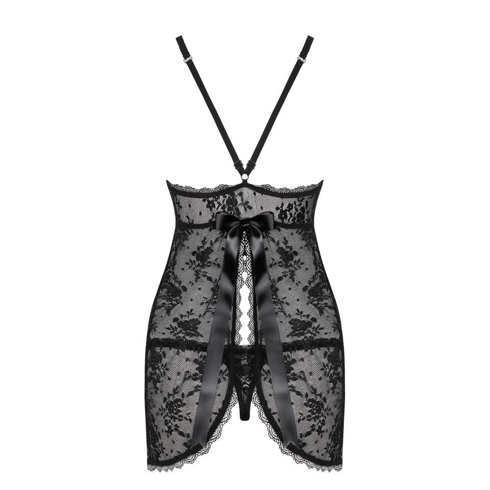 Koszulka babydoll Obsessive Behindy z odkrytym tyłem + stringi