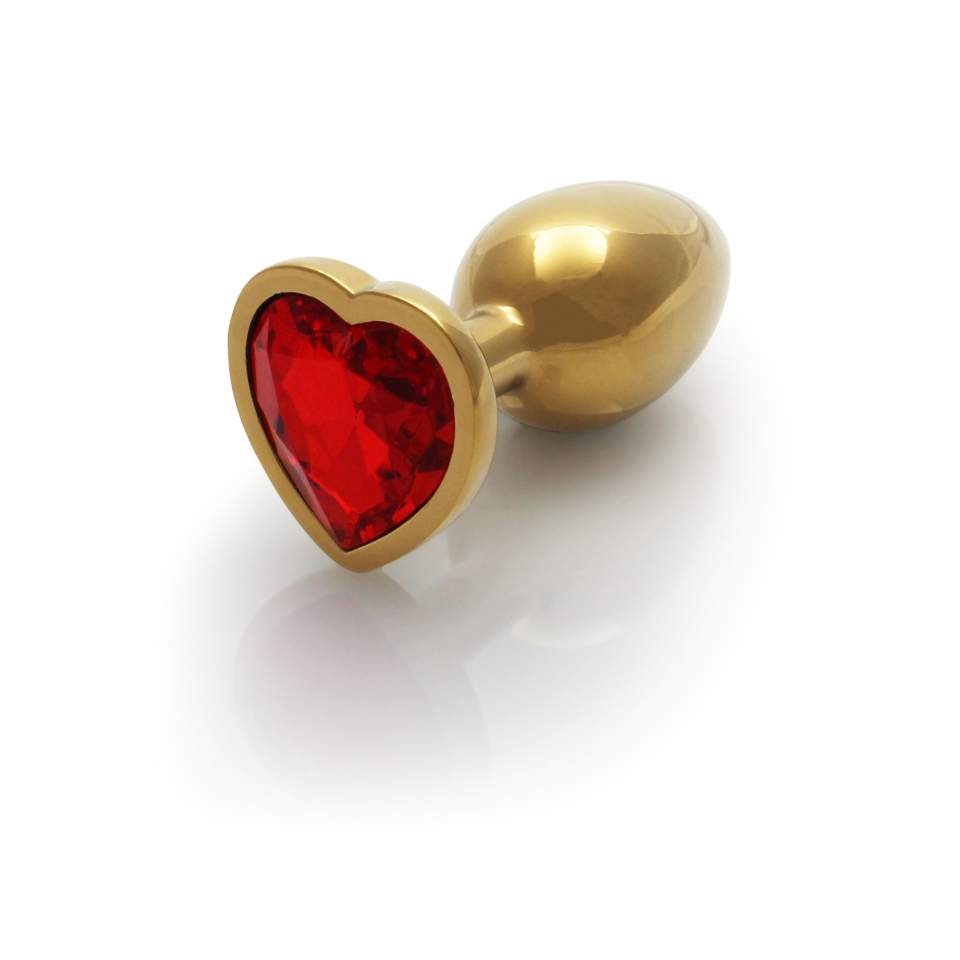 Złoty korek analny z kryształkiem w kształcie serca: średnica 4cm (rozmiar L)