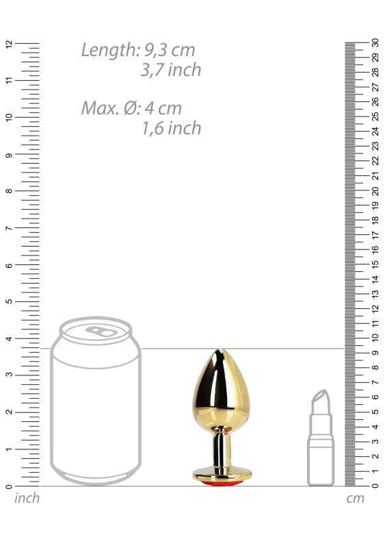 Złoty korek analny z kryształkiem w kształcie serca: średnica 4cm (rozmiar L)