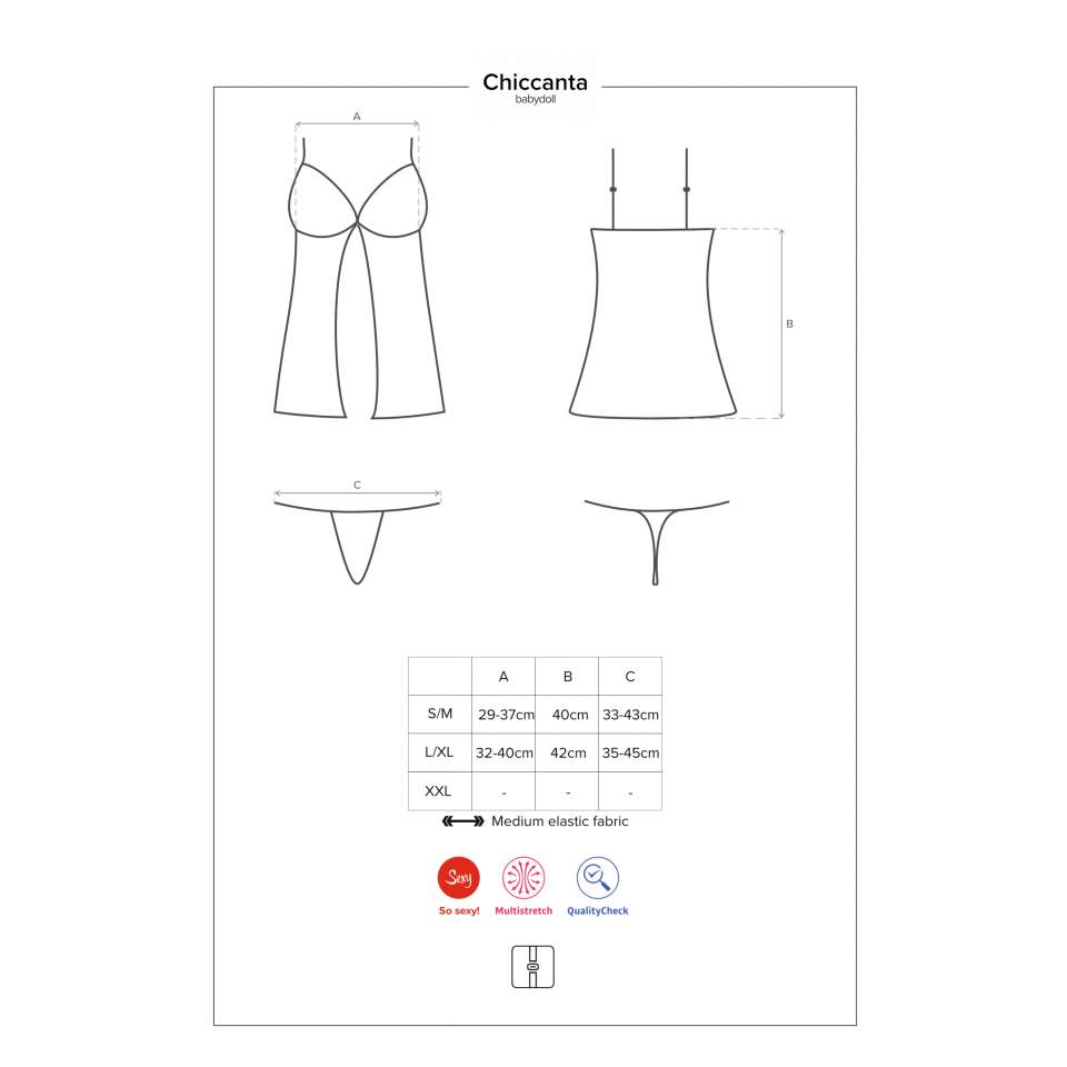 Intrygująca czarna koszulka babydoll Obsessive Chiccanta + stringi