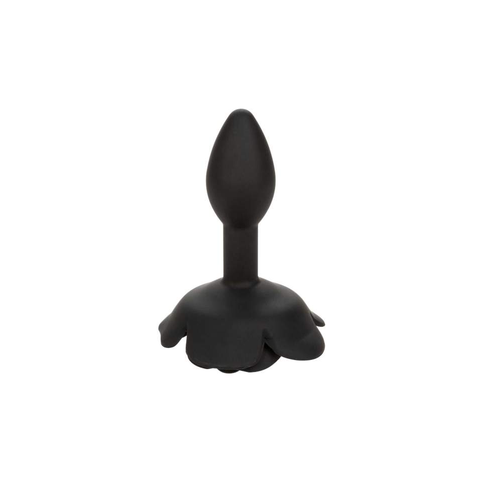 Silikonowy korek analny w kształcie róży, kolor czarny: rozmiar S