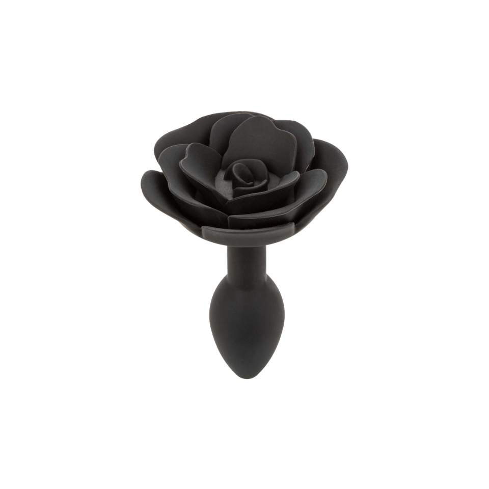 Silikonowy korek analny w kształcie róży, kolor czarny: rozmiar S