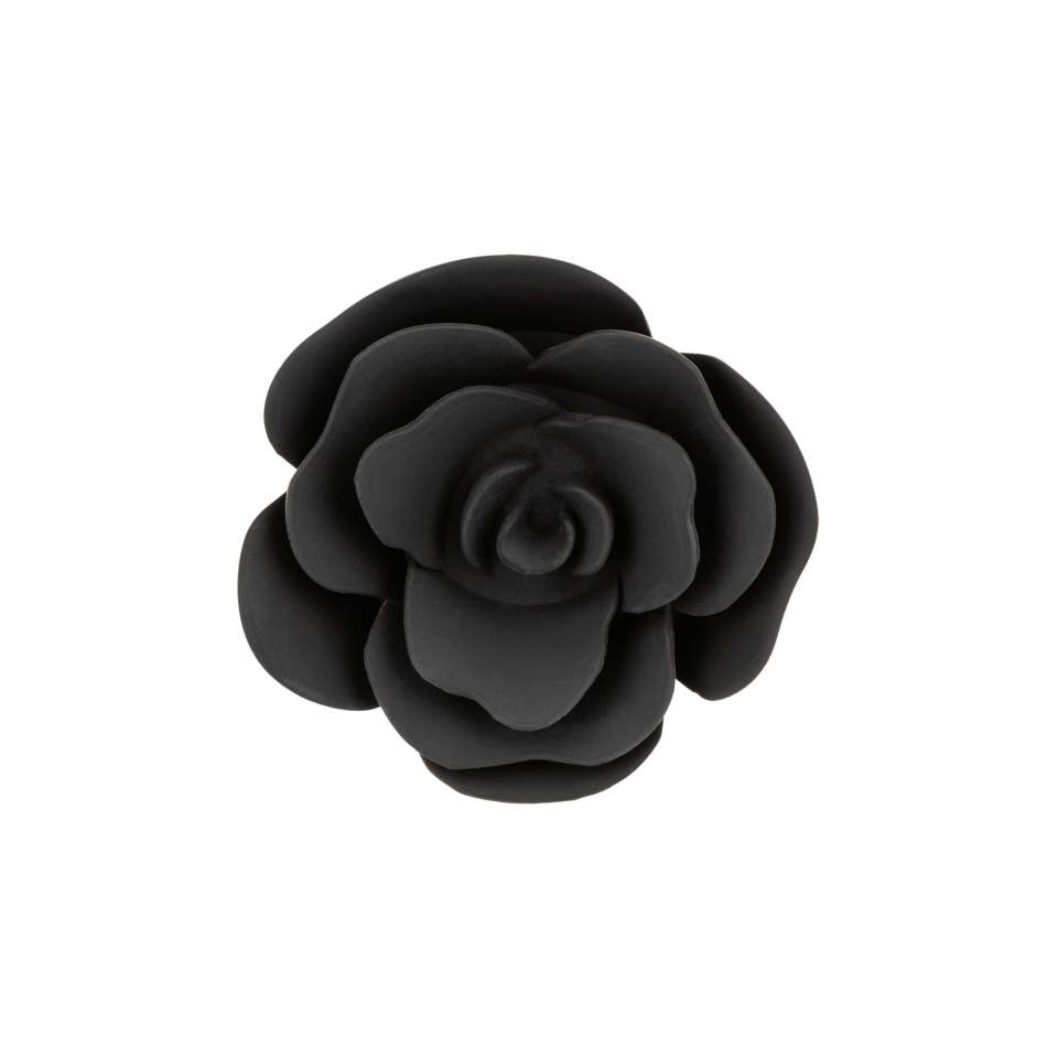 Silikonowy korek analny w kształcie róży, kolor czarny: rozmiar S