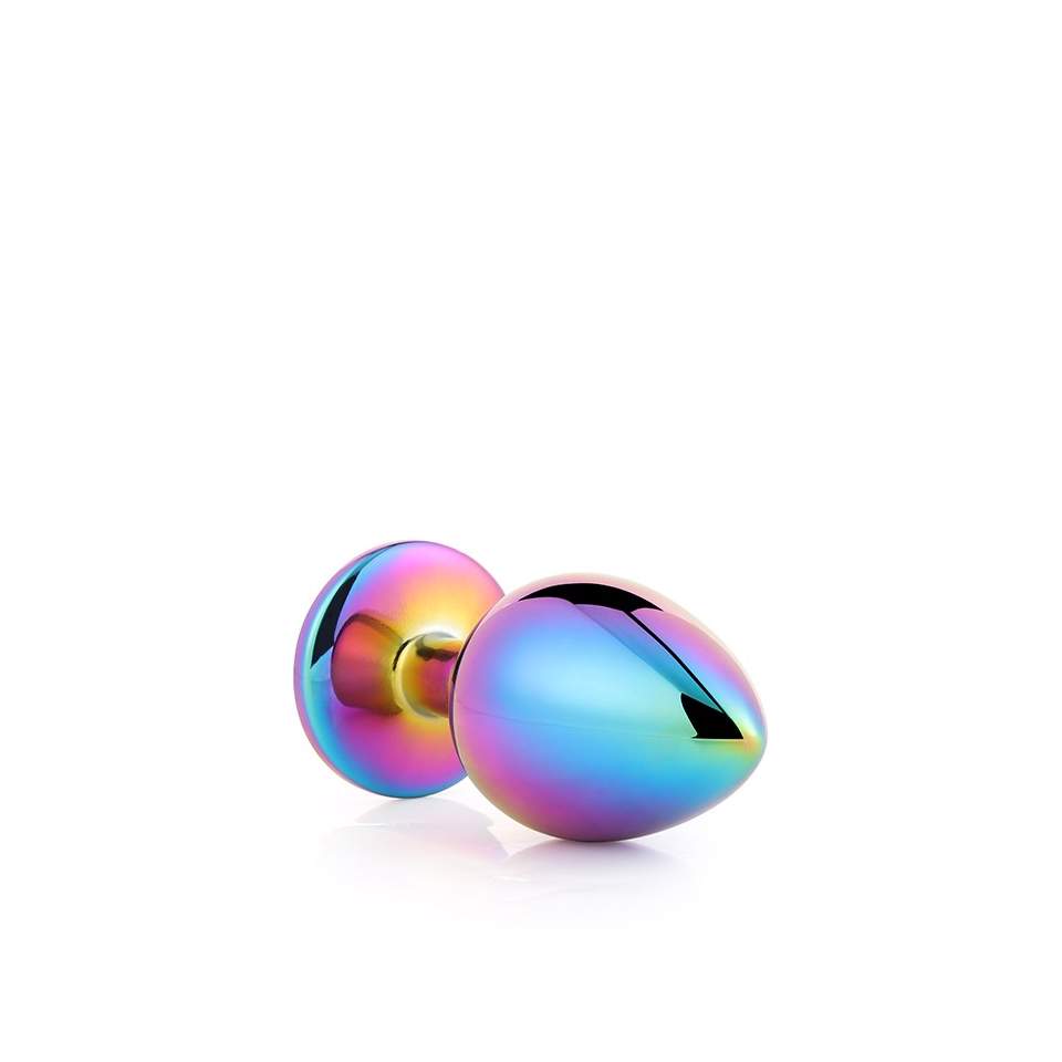 Srebrny lśniący korek analny ozdobiony eleganckim kamieniem szlachetnym: rozmiar L