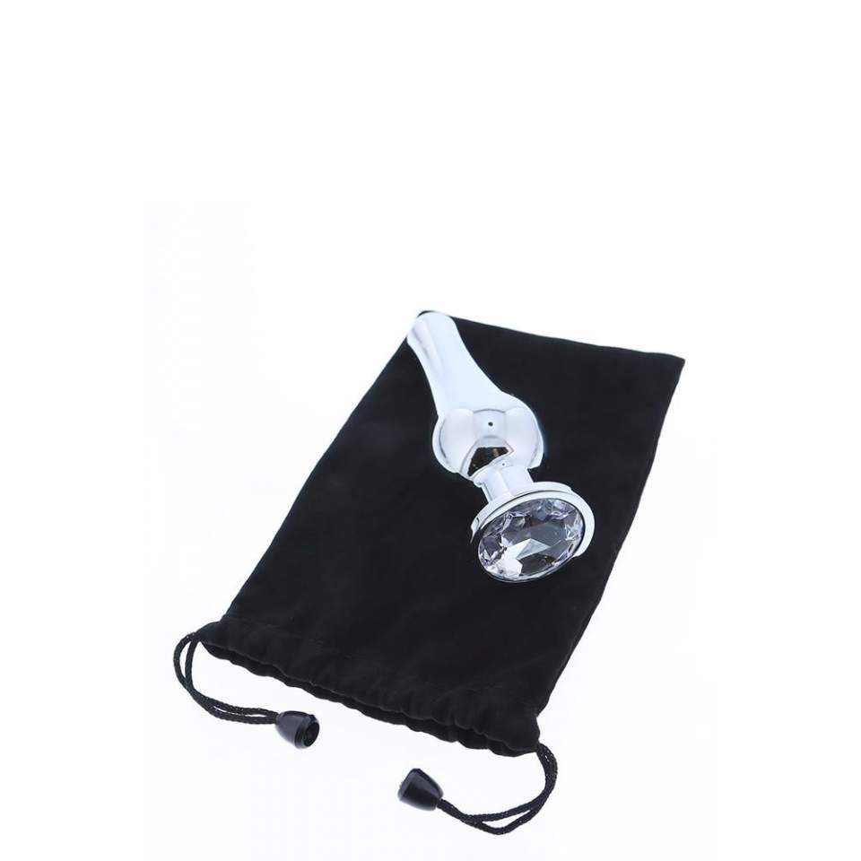 Zestaw stożkowych trzech srebrnych korków analnych z kryształkiem  - w rozmiarze S/M/L