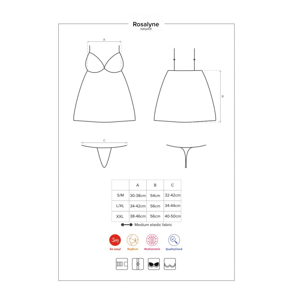 Seksowna koszulka babydoll Obsessive Rosalyne + stringi