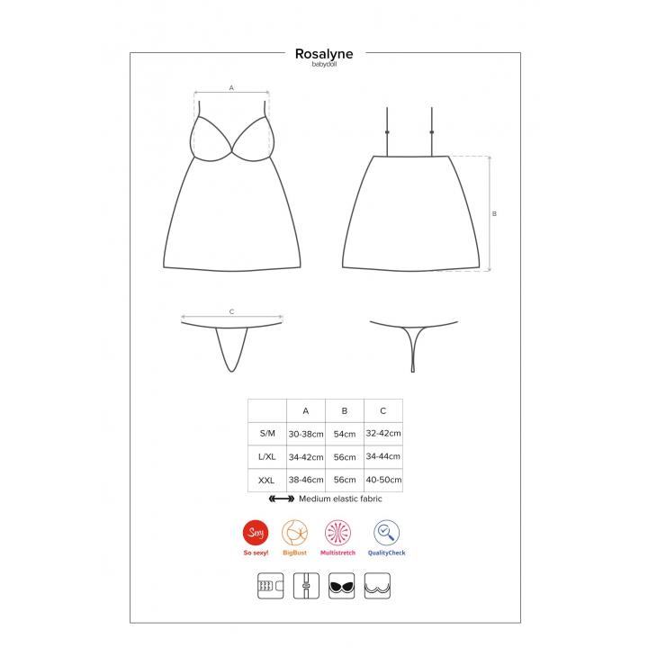 Seksowna koszulka babydoll Obsessive Rosalyne + stringi